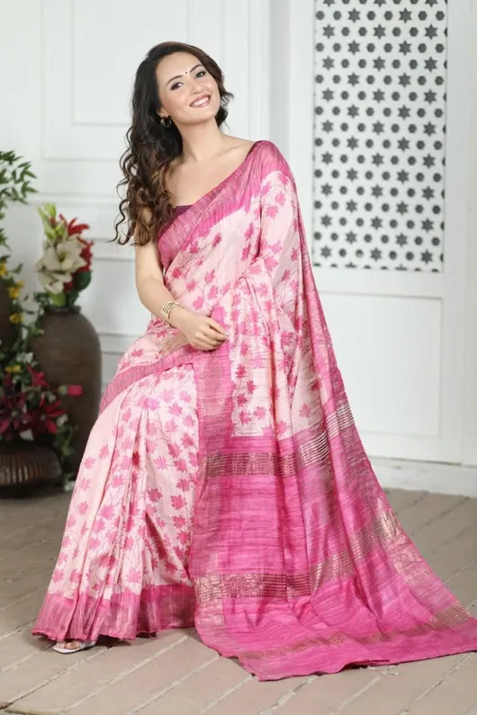 Dream Flare Kalamkari Tussar Silk Saree Timeless Elegance Meets Artistic Tradition Saree