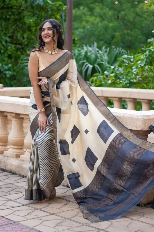 Semi Tussar Silk with Rich Kalamkari Print Saree