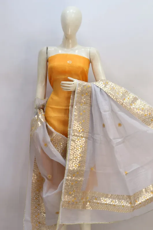  Kota Doria Tissue Gota Patti Suit Set with Dupatta (Top + Dupatta Unstitched)