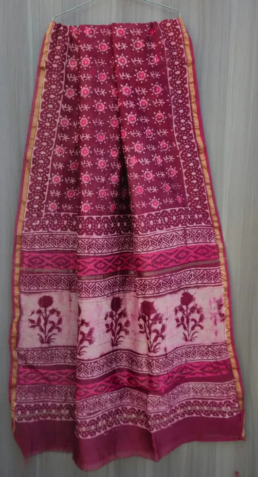 Traditional Ajrakh Chanderi Cotton Saree