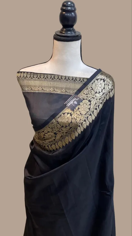 Handcrafted Katan Silk Saree with Traditional Jacquard Border Detailing