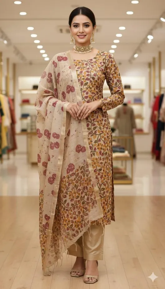 Ethnic Madhubani Kalamkari Dress Material