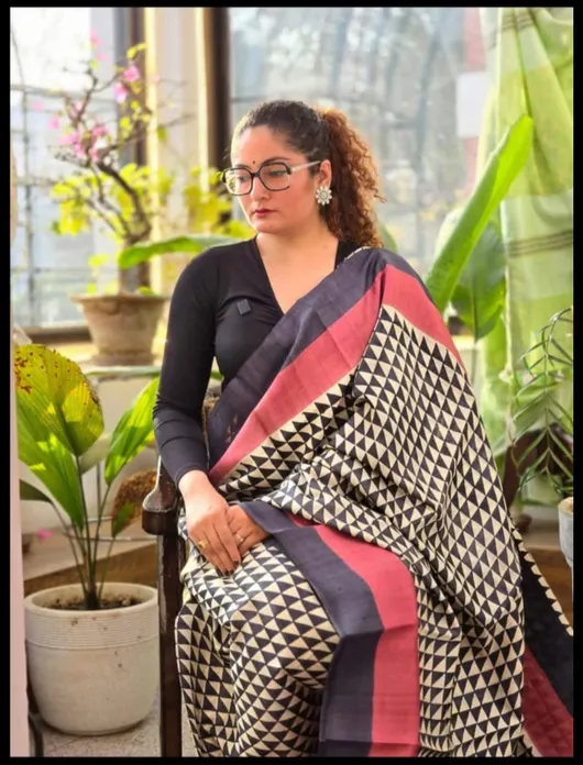 Geometric Patterned Bishnupuri Silk Sarees