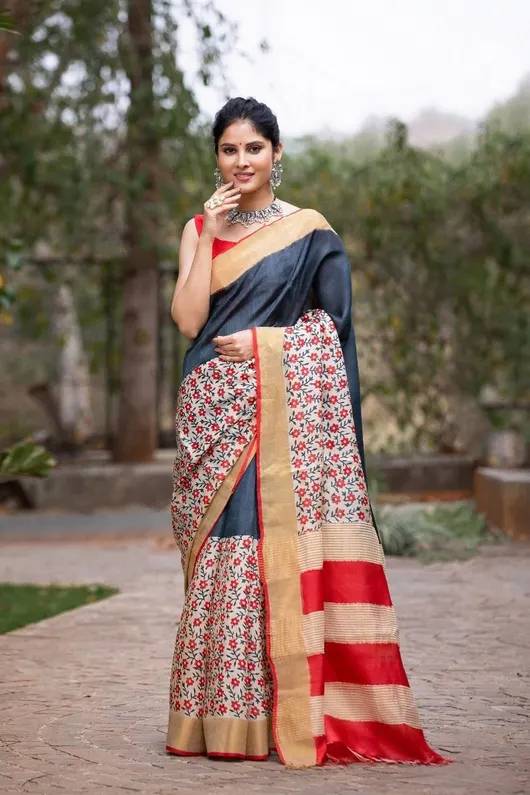 Dream Flare Kalamkari Tussar Silk Saree