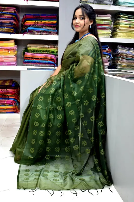 Regal Cutwork Semi Tassar Saree