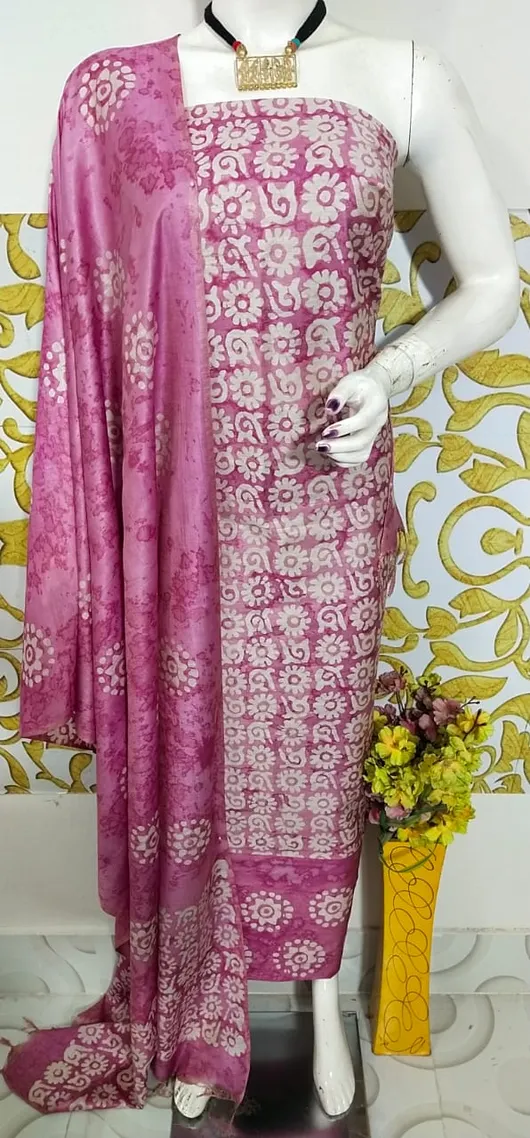 Royal Katan Silk Suit with Traditional Salab Batik