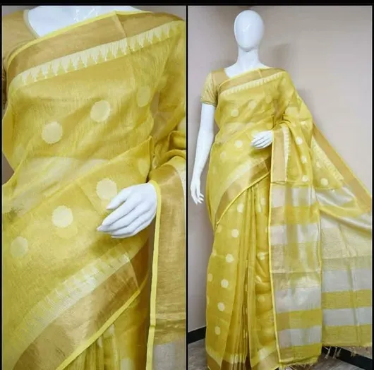 Soft Tissue Linen Saree with Dovi Buta Design
