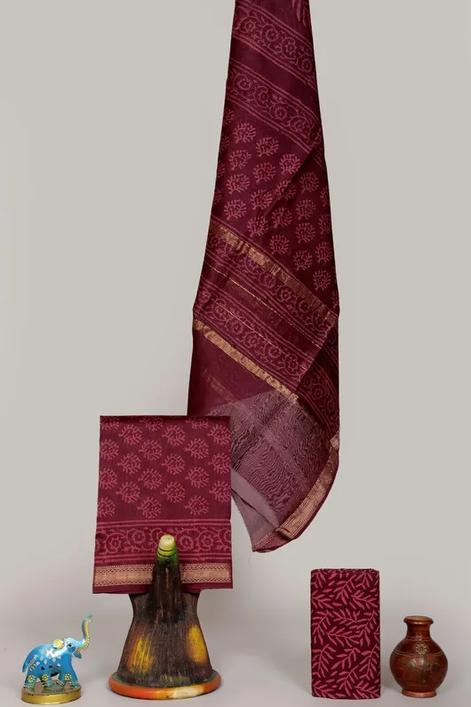 Hand Block Printed Maheshwari Silk Salwar - Exquisite Indian Fashion