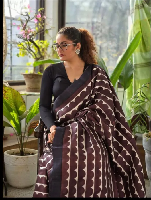 Wavy Printed Bishnupuri Silk Saree
