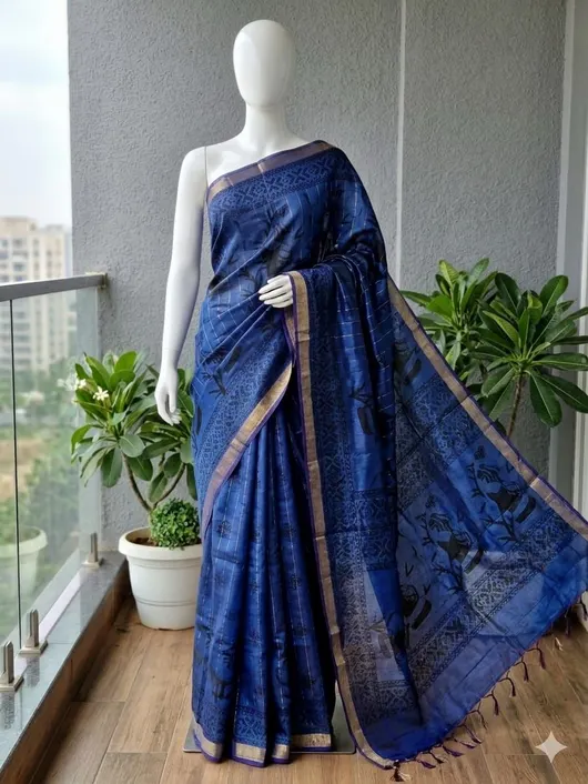  Bhagalpuri Semi Silk Soft Kota Hand Printed Saree
