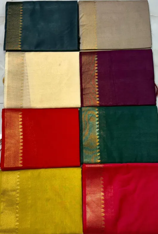 Soft Kota Staple Temple Jari Border Woven Saree – Lightweight Grace with Traditional Elegance