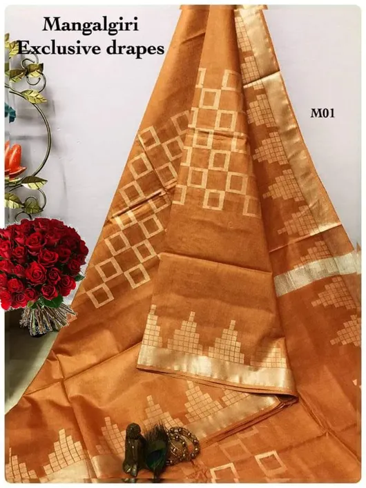 Handwoven Dupion Silk Saree with Zari Border