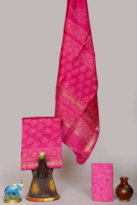 Hand Block Printed Maheshwari Silk Salwar