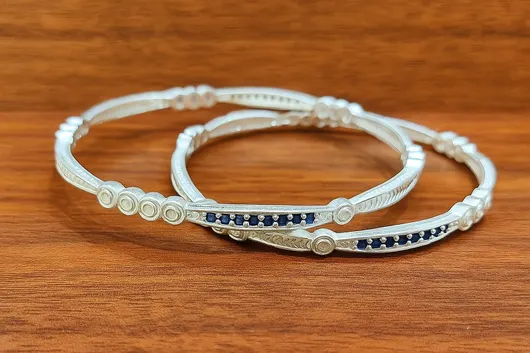 Indian Style Solid Silver Bangle