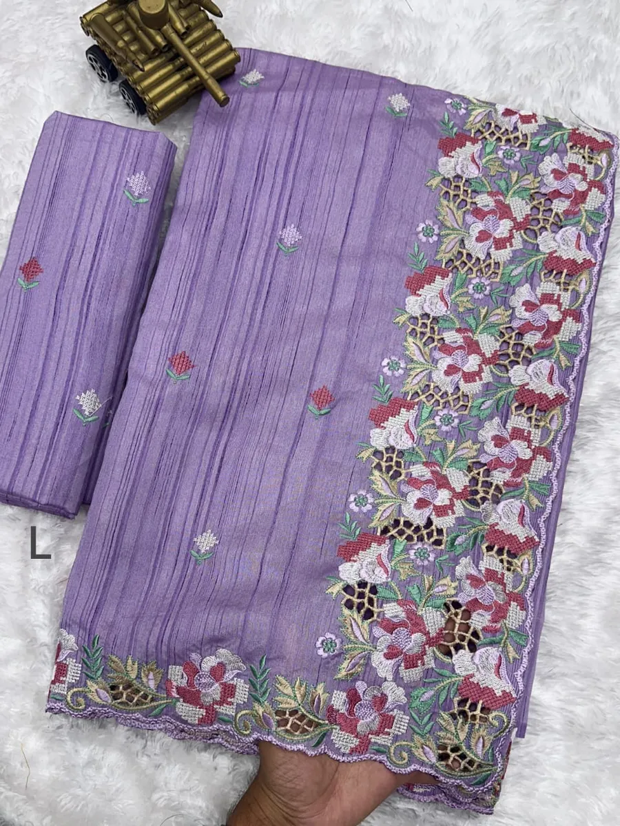 Matching Visca Slub Silk With Intricate Embroidery Saree