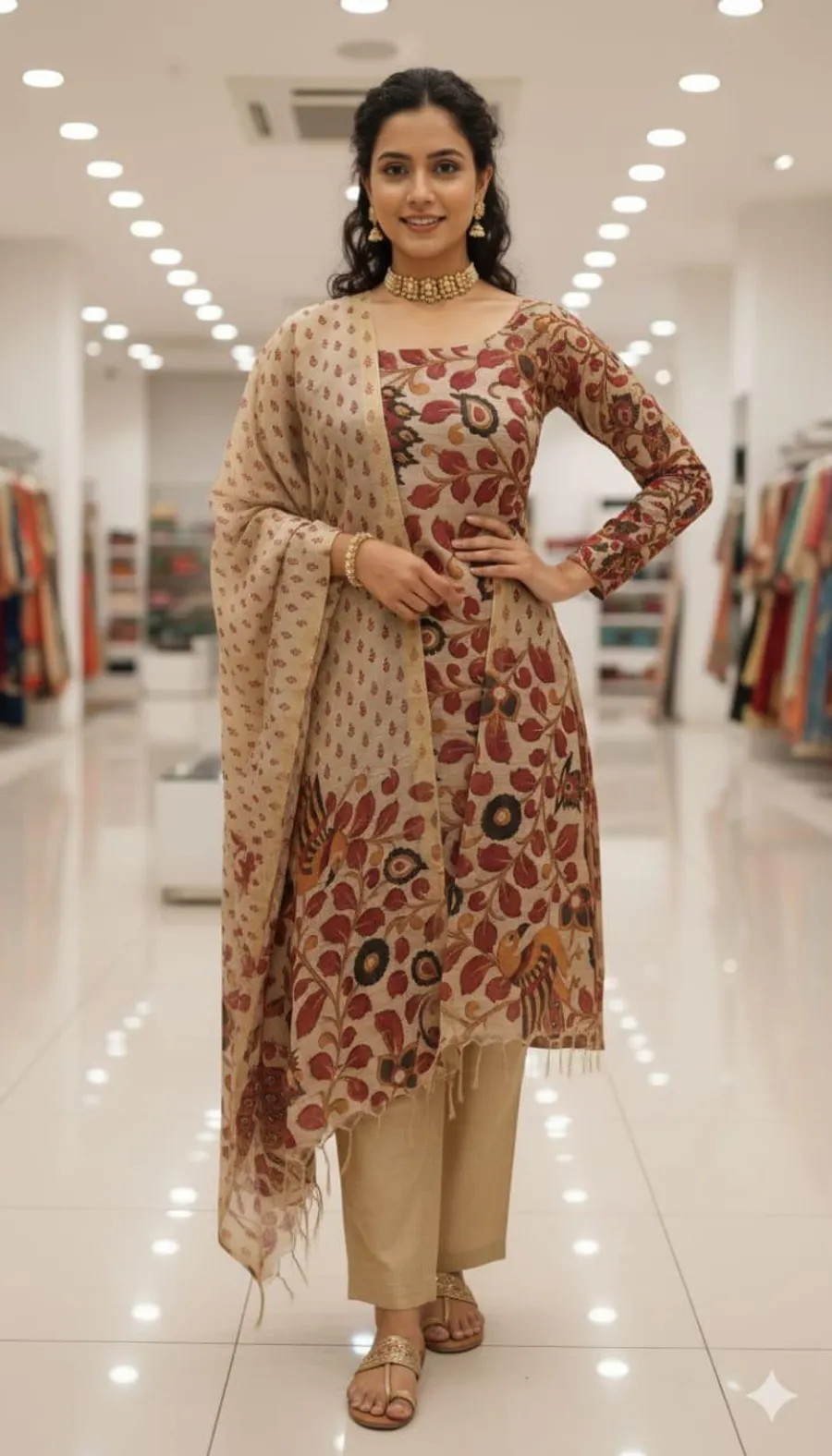 Ethnic Madhubani Kalamkari Dress Material