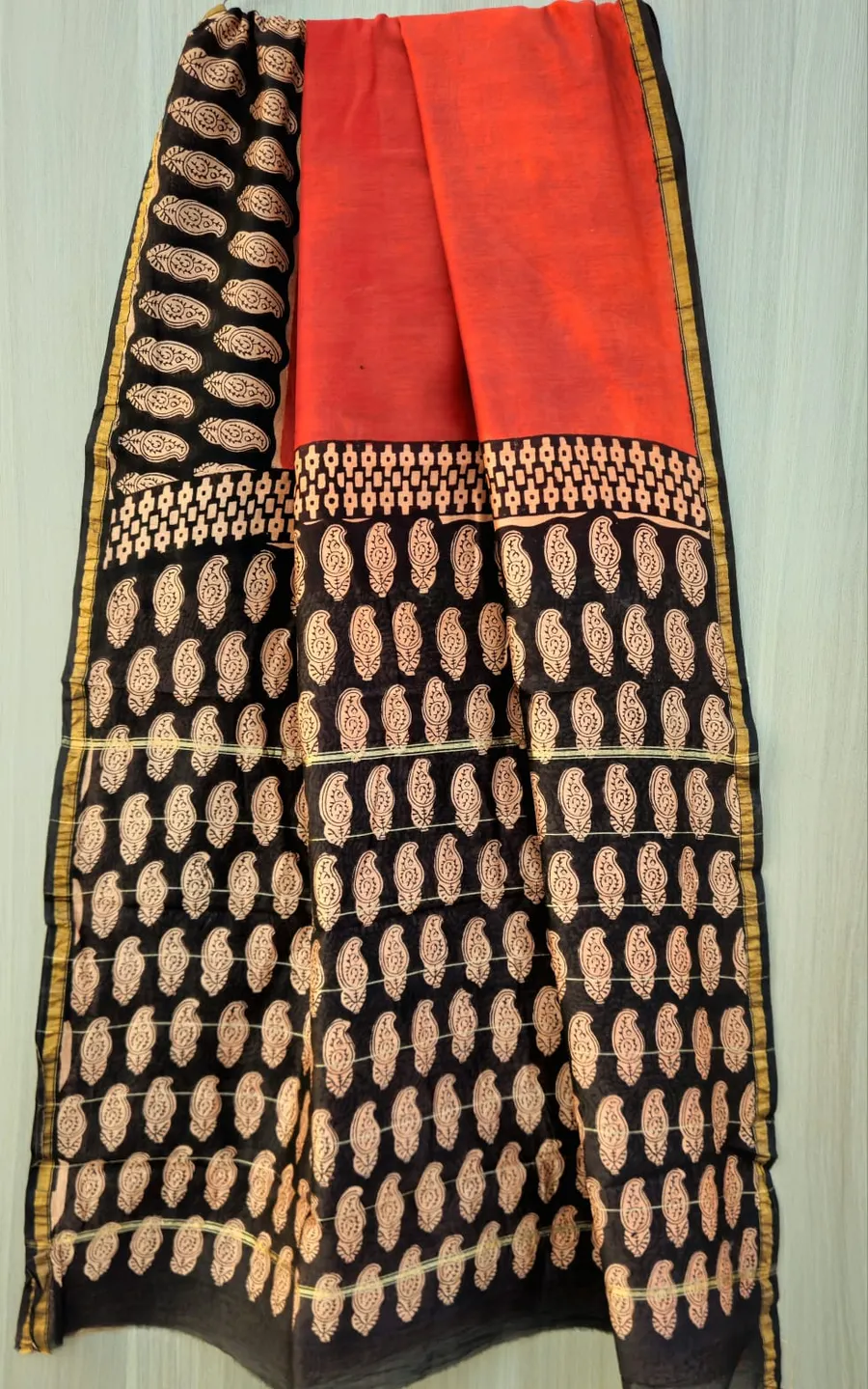 Traditional Ajrakh & Bagru Print Saree