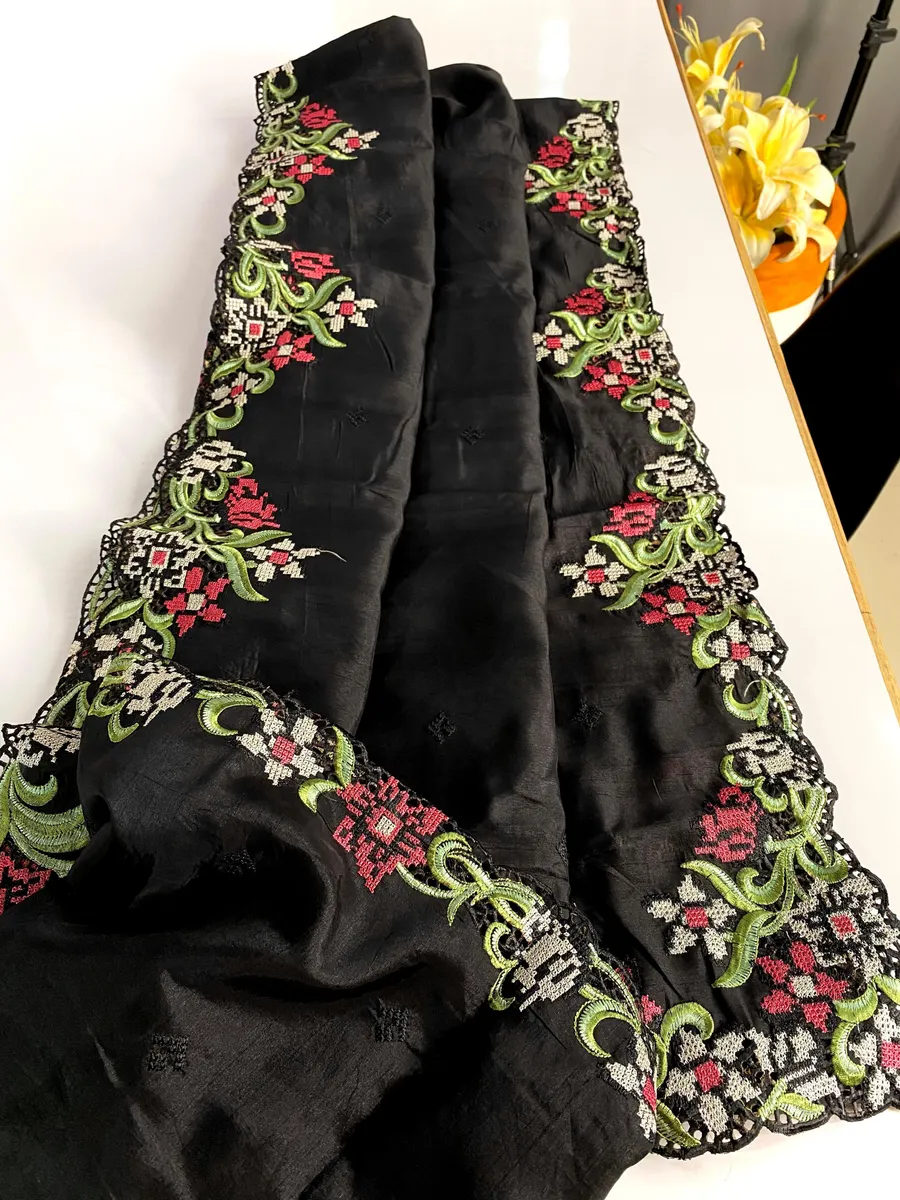 Pure Tussar Silk Saree with Embroidery