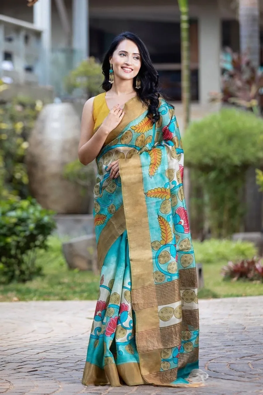 Semi Tussar Silk with Rich Kalamkari Print Saree