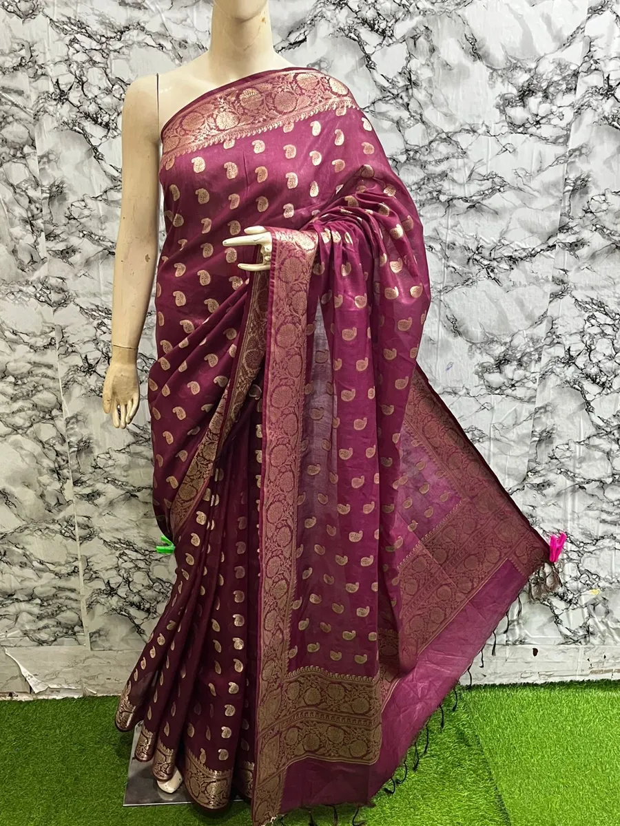 Soft Kota Stepple Saree with Banarasi Jacquard Woven Designs & Elegant Finish