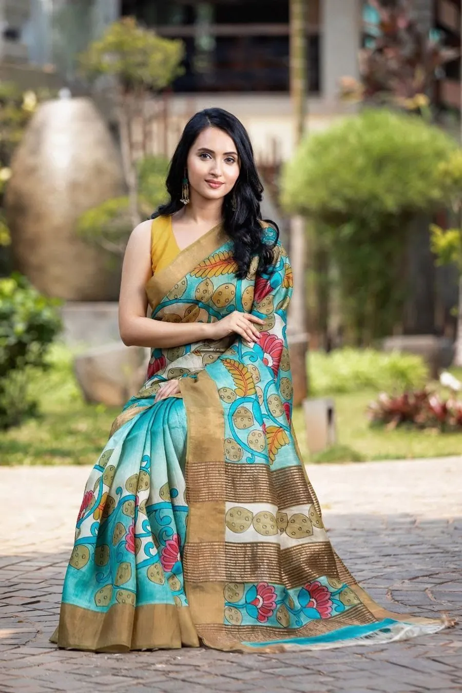 Semi Tussar Silk with Rich Kalamkari Print Saree