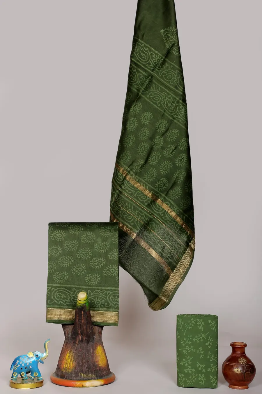 Hand Block Printed Maheshwari Silk Salwar