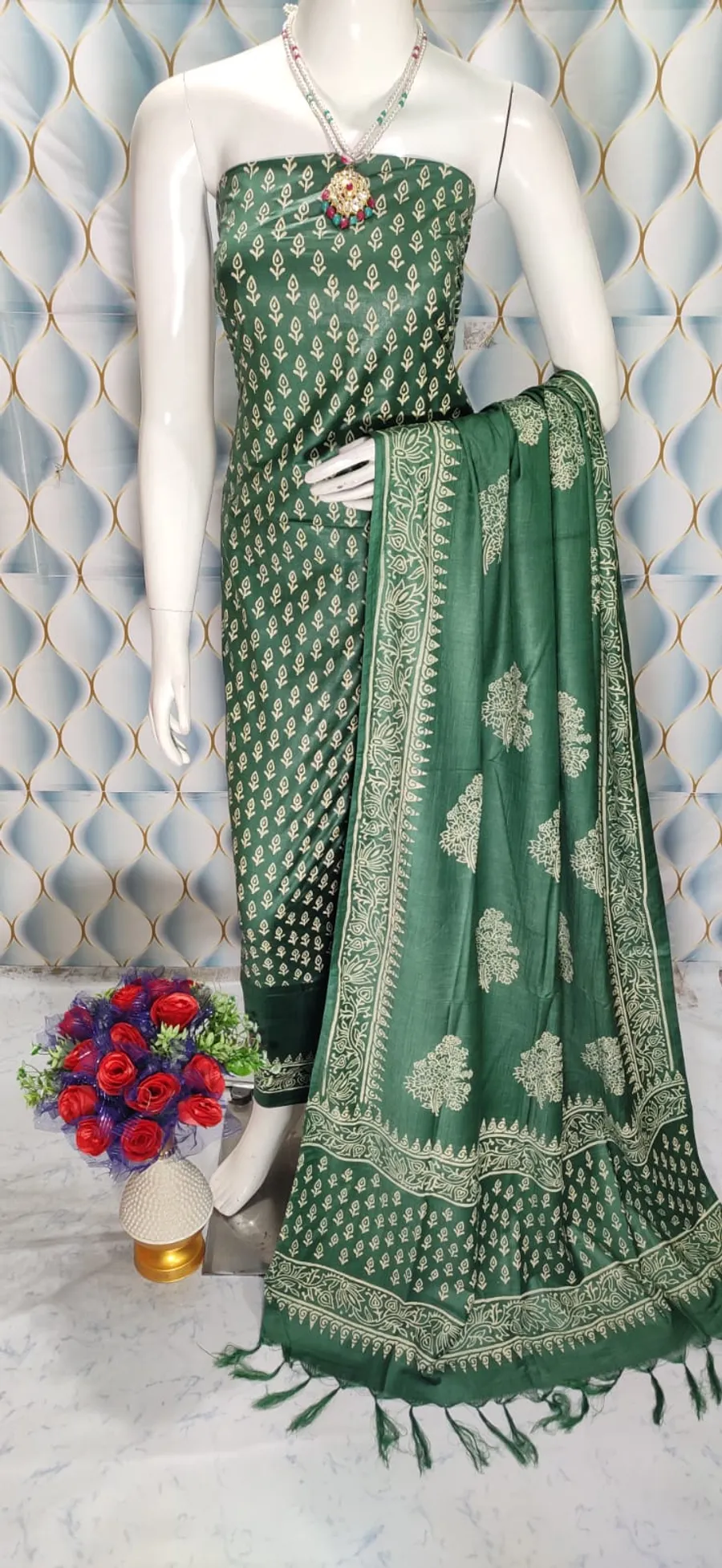 Katan Silk Full Suit – Block Printed Salwar