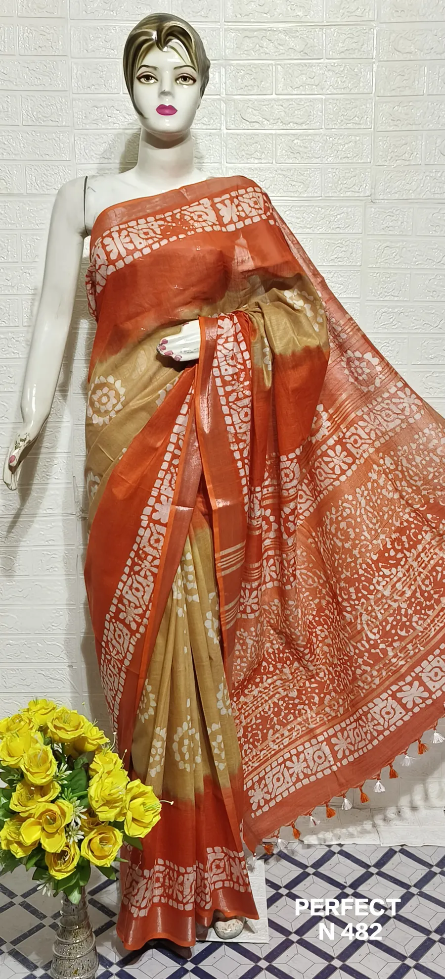 Pure Cotton Slub Saree with Traditional Batik Print