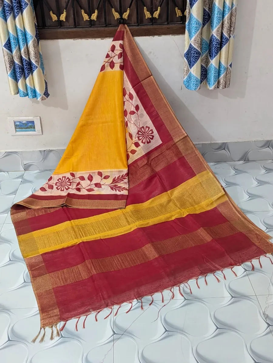 Crafted Jaisree Silk Screen Print Saree