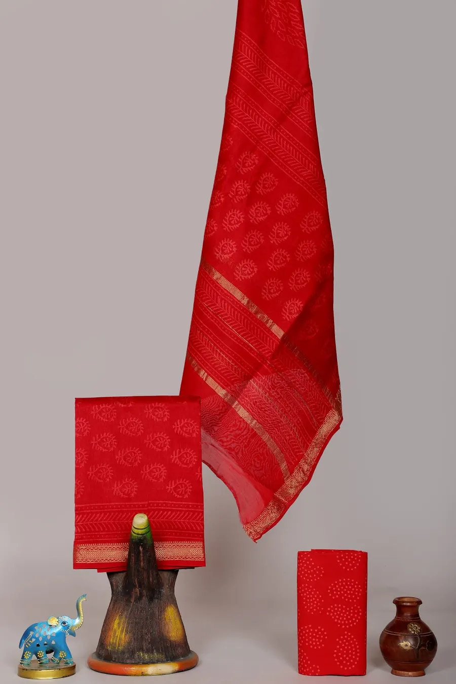 Hand Block Printed Maheshwari Silk Salwar