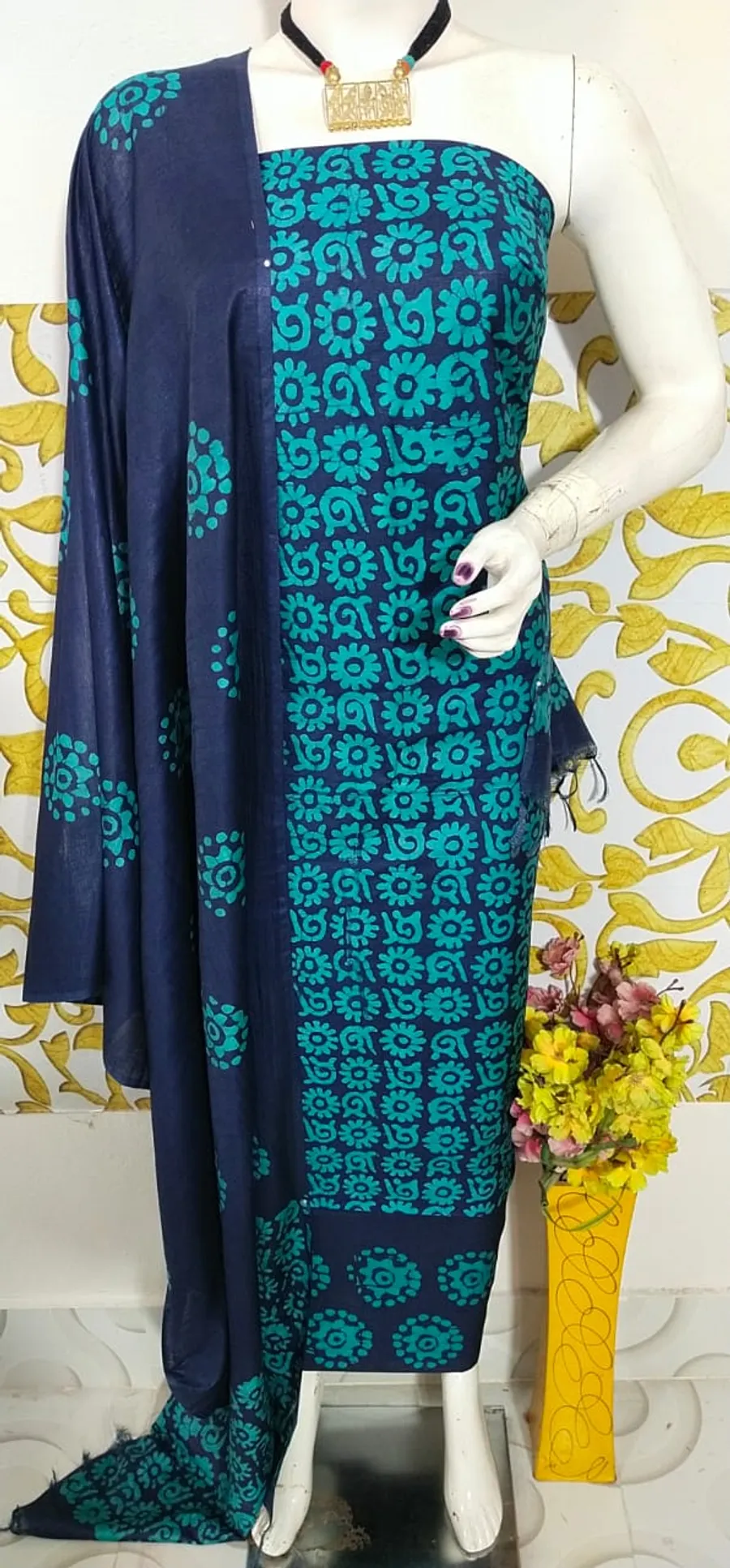 Royal Katan Silk Suit with Traditional Salab Batik