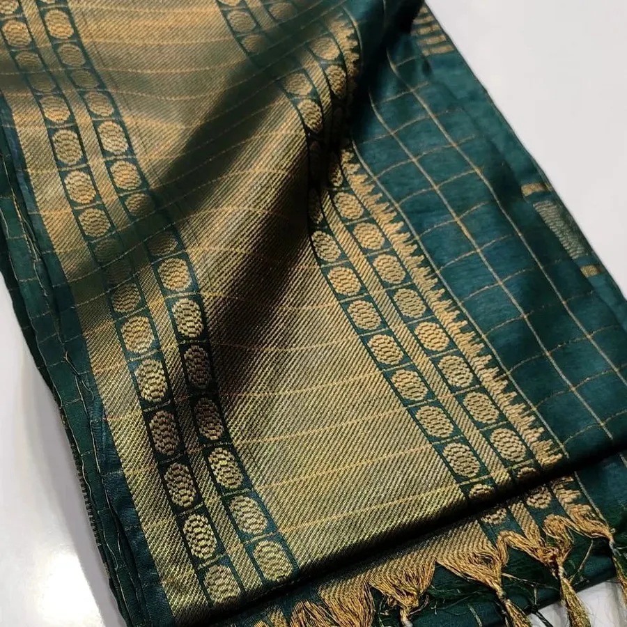 Elegant Maheshwari Semi-Silk Saree with Reddish Zari Weaving
