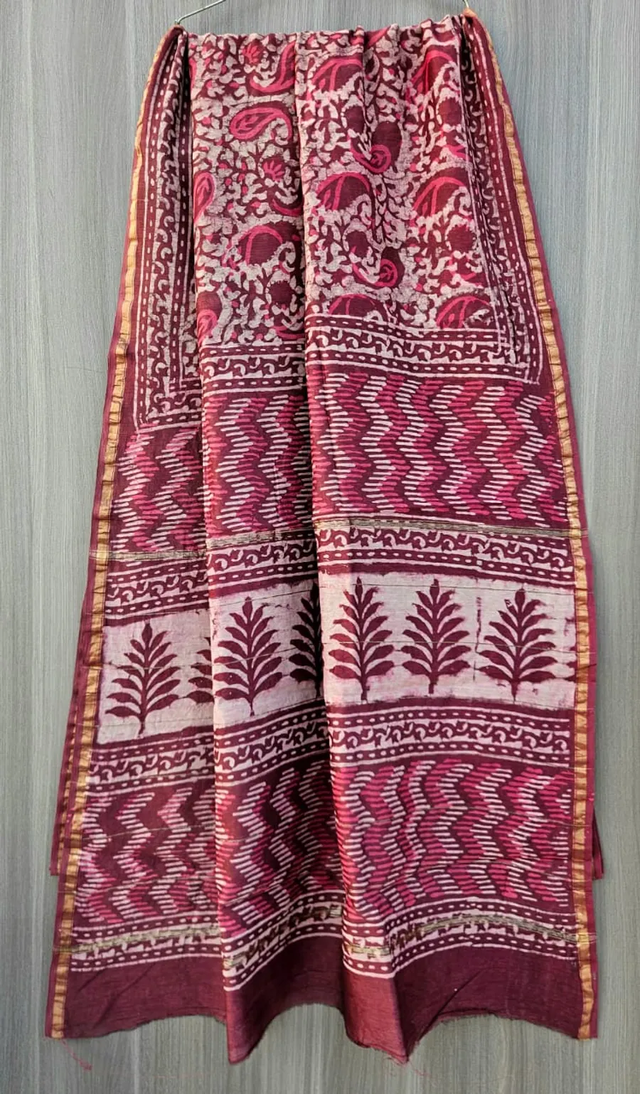 Traditional Ajrakh Chanderi Cotton Saree