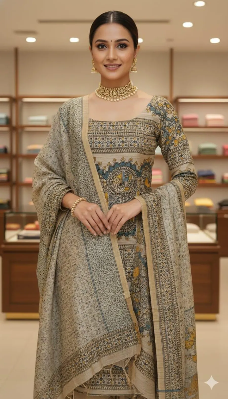 Ethnic Madhubani Kalamkari Dress Material