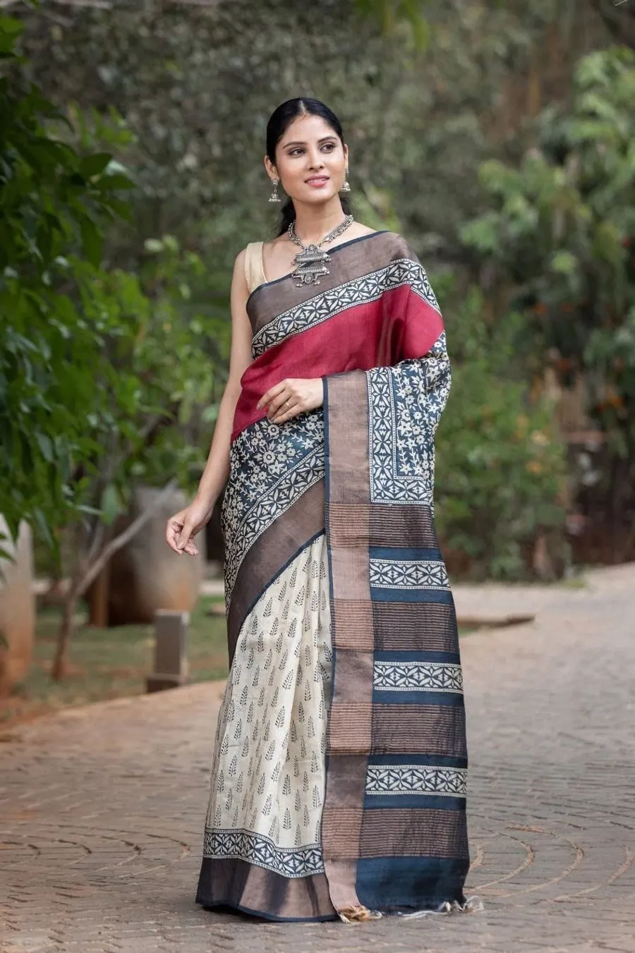 Dream Flare Kalamkari Tussar Silk Saree