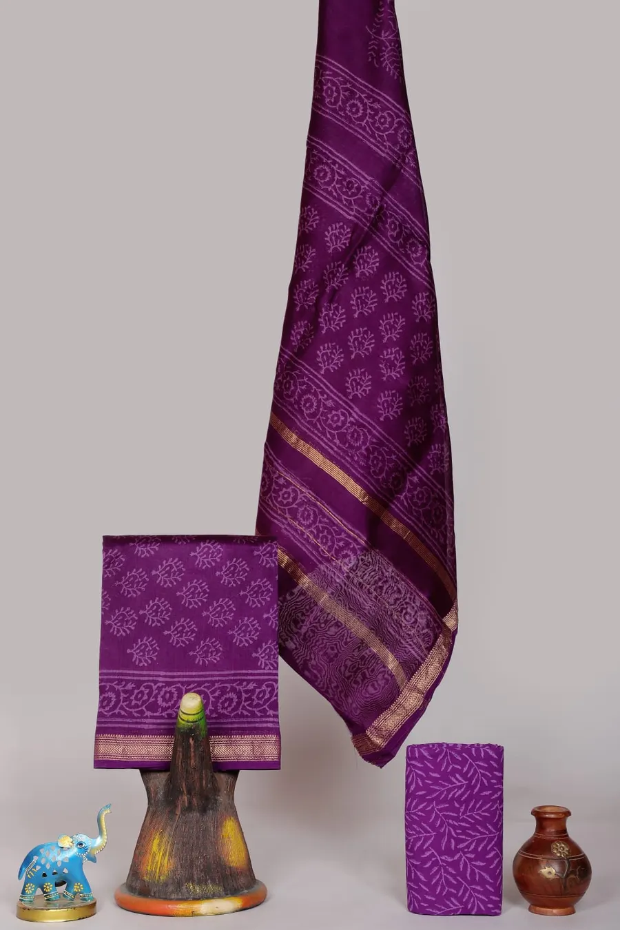 Hand Block Printed Maheshwari Silk Salwar