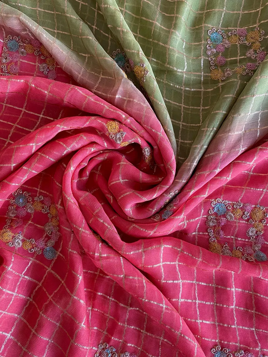 Pure Viscose Chiffon Saree With Embroidery
