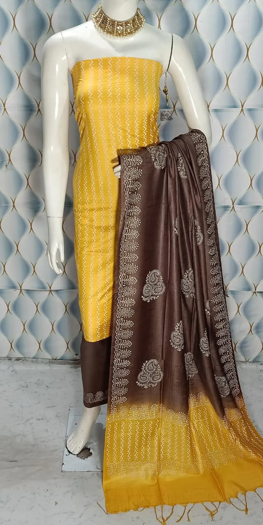 Hand Block Printed Cotton Suit Piece – Dual Dye Artisanal Design