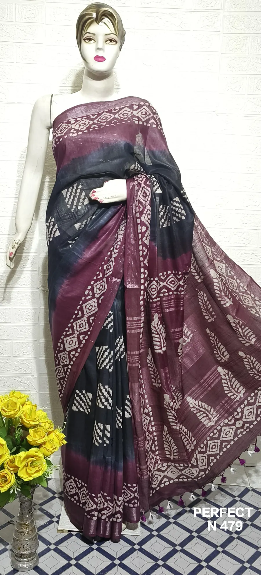 Pure Cotton Slub Saree with Traditional Batik Print