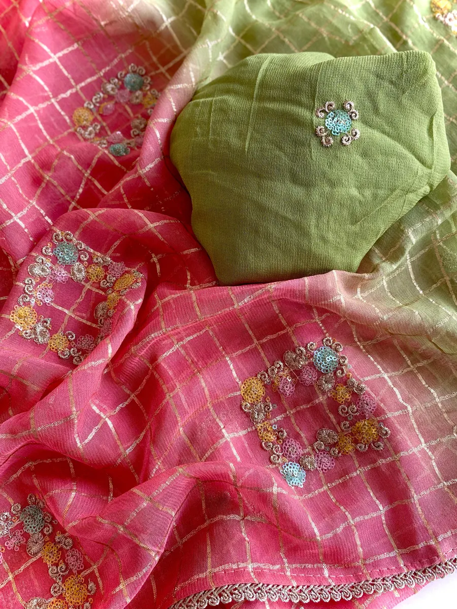 Pure Viscose Chiffon Saree With Embroidery