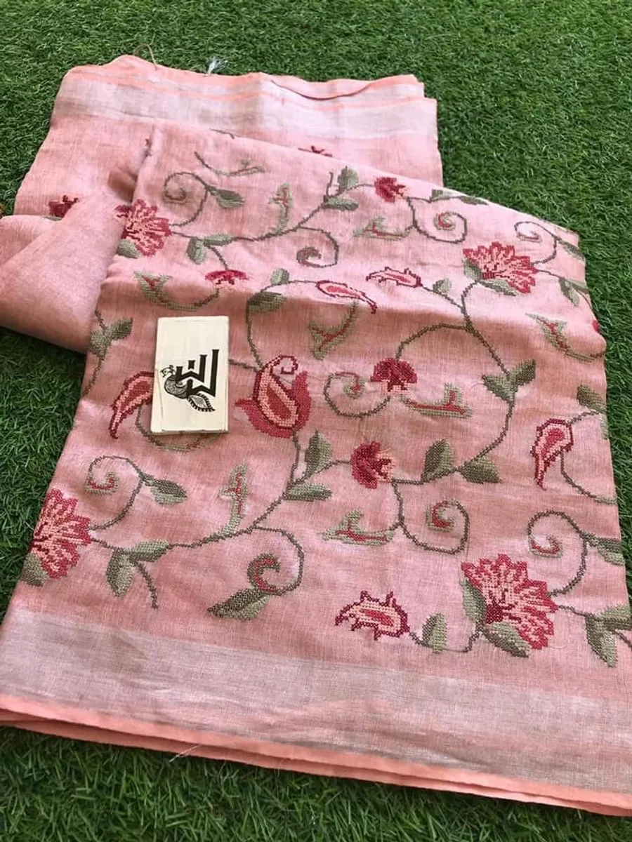 Pure Linen by Linen Stripes Pallu Saree
