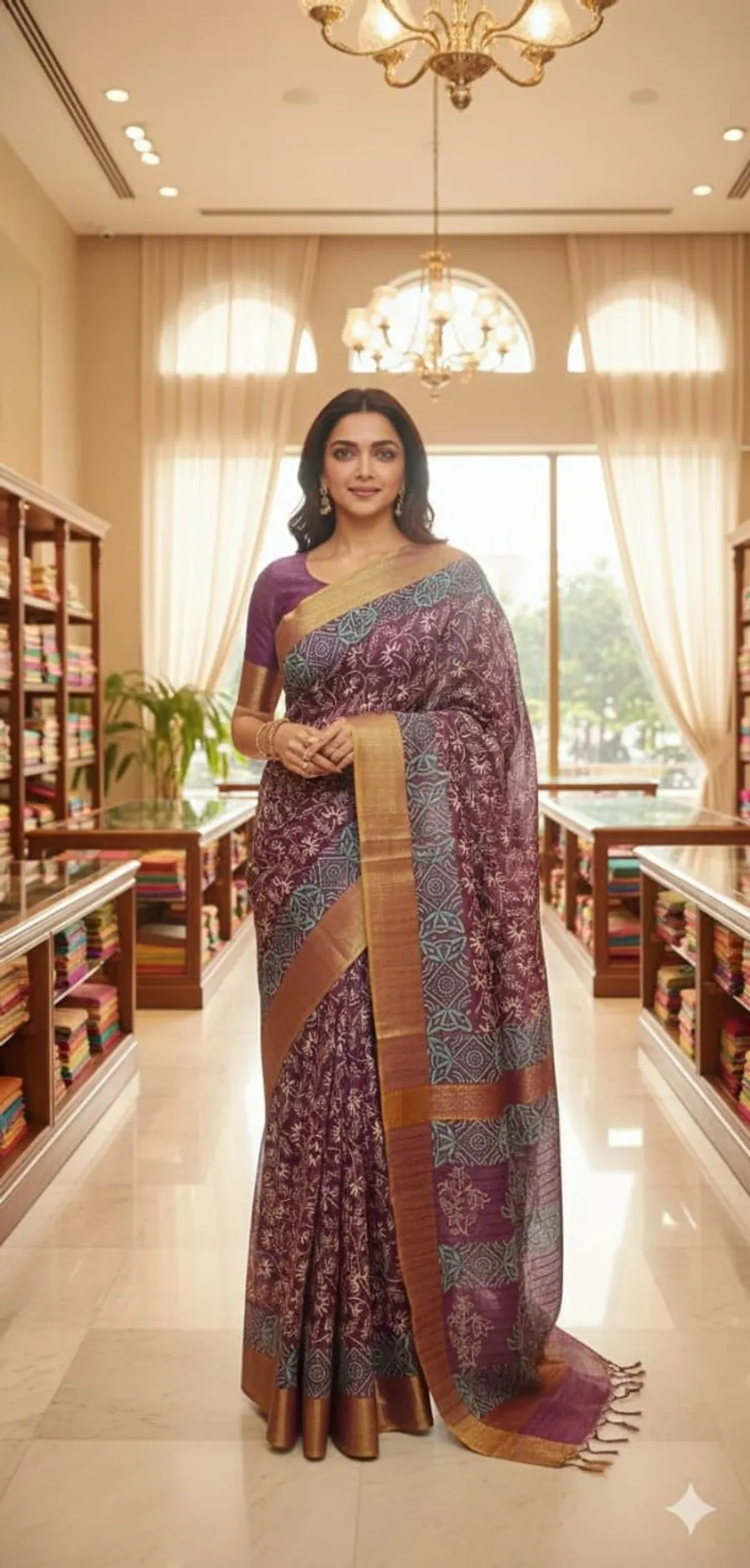 Soft Banswada Kota Saree with Jari Border – Elegant Floral Hand-Printed Design