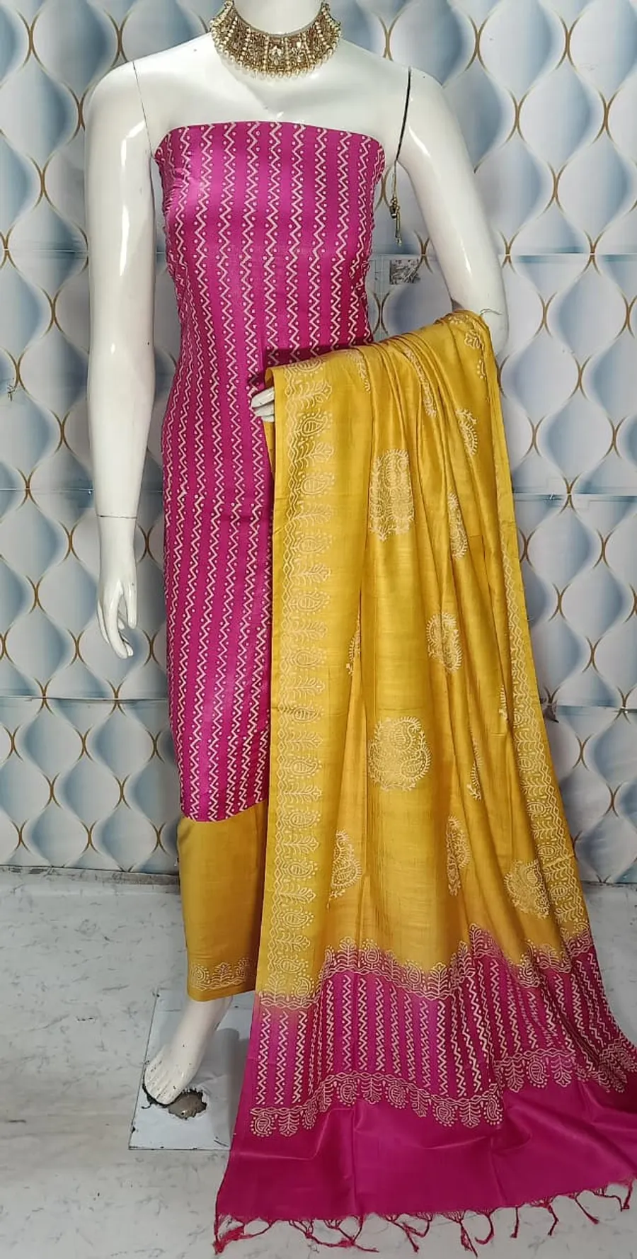 Hand Block Printed Cotton Suit Piece – Dual Dye Artisanal Design