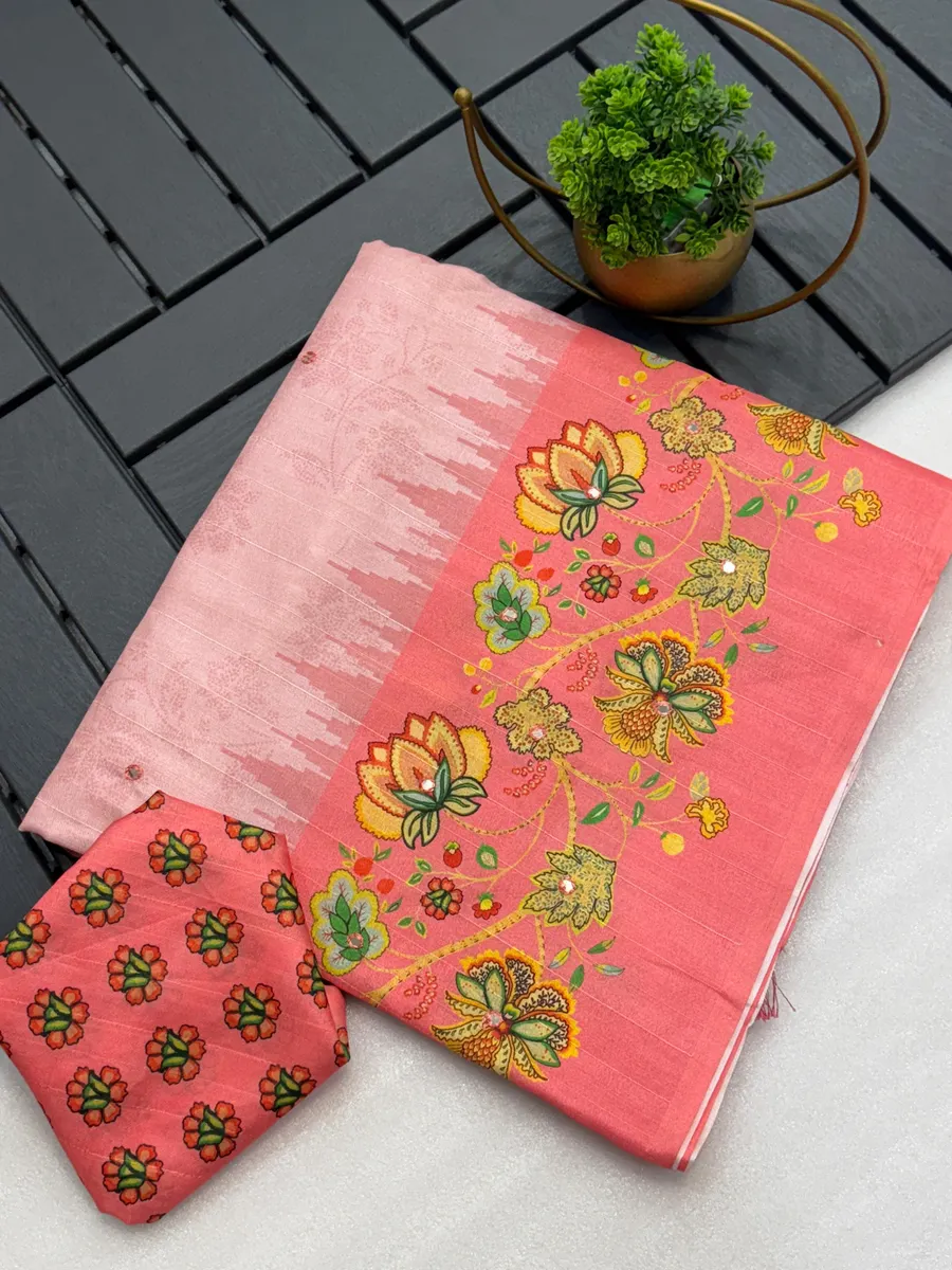 Tussar Silk Saree With Flower Print