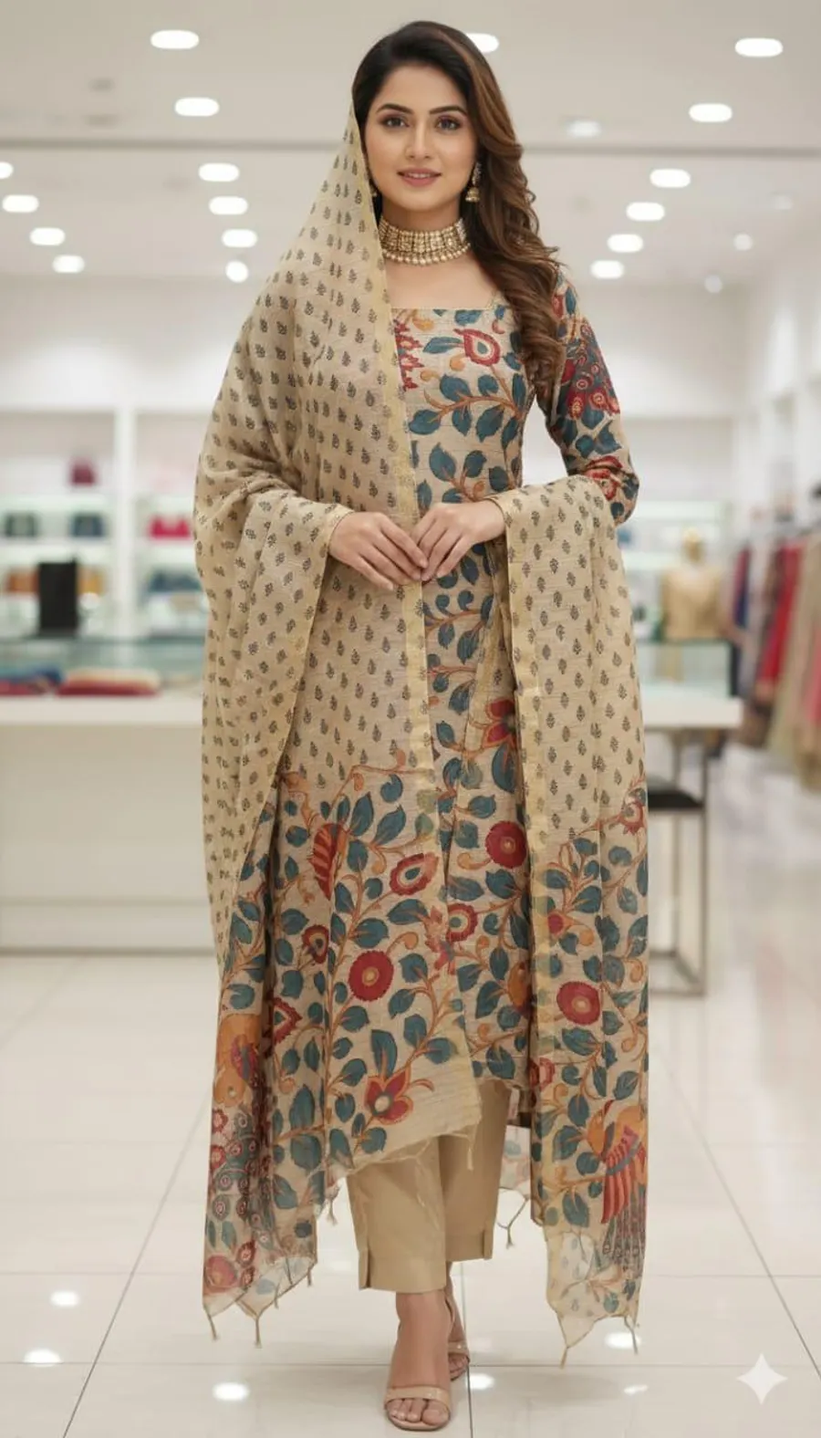 Ethnic Madhubani Kalamkari Dress Material