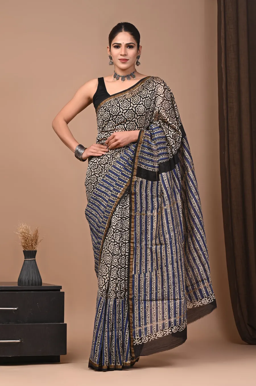 Premium Ajrakh Chanderi Cotton Sarees