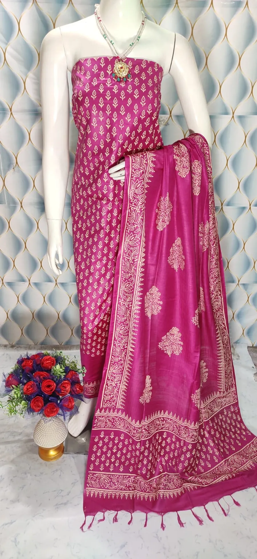Katan Silk Full Suit – Block Printed Salwar