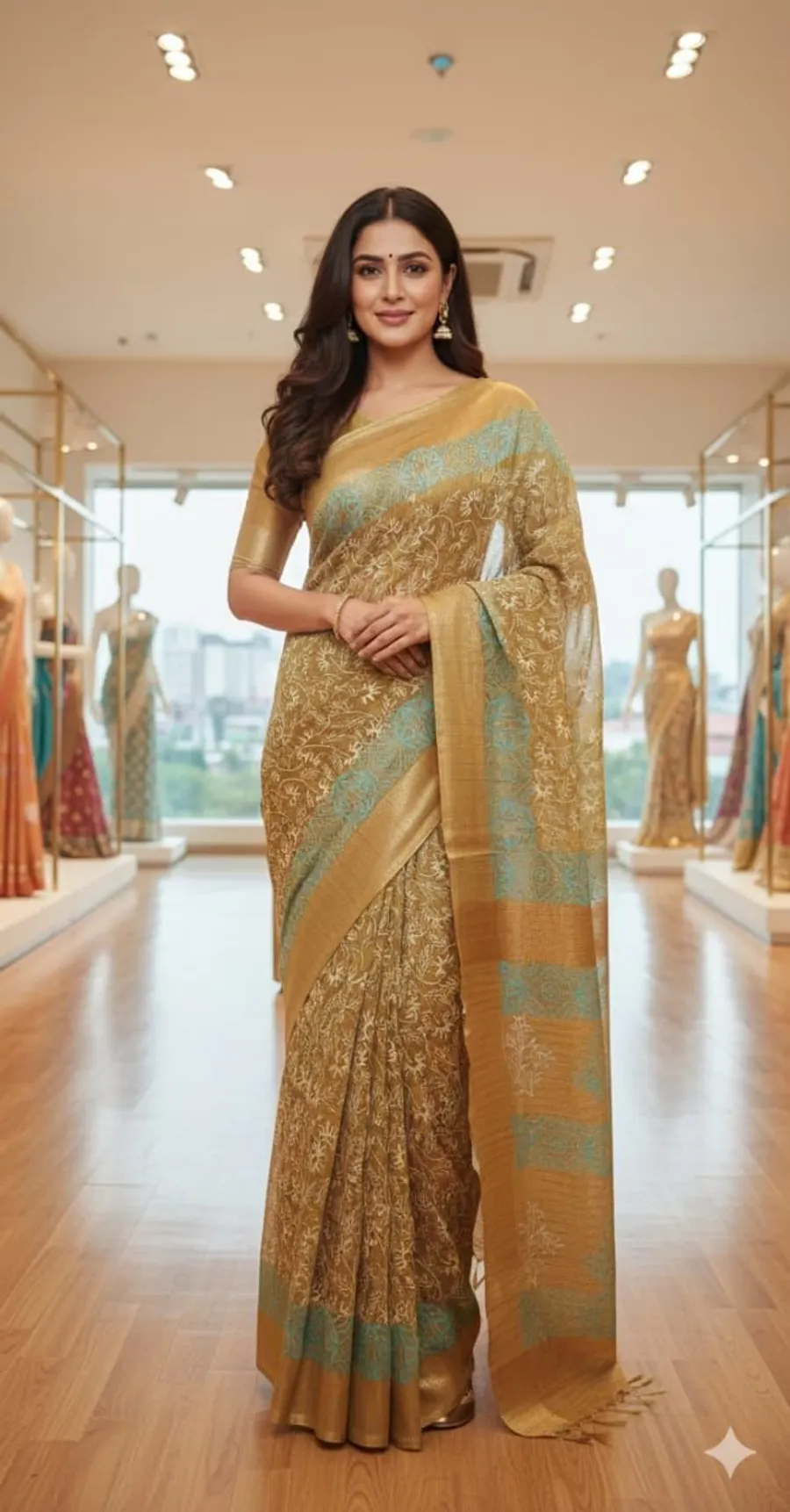 Soft Banswada Kota Saree with Jari Border – Elegant Floral Hand-Printed Design