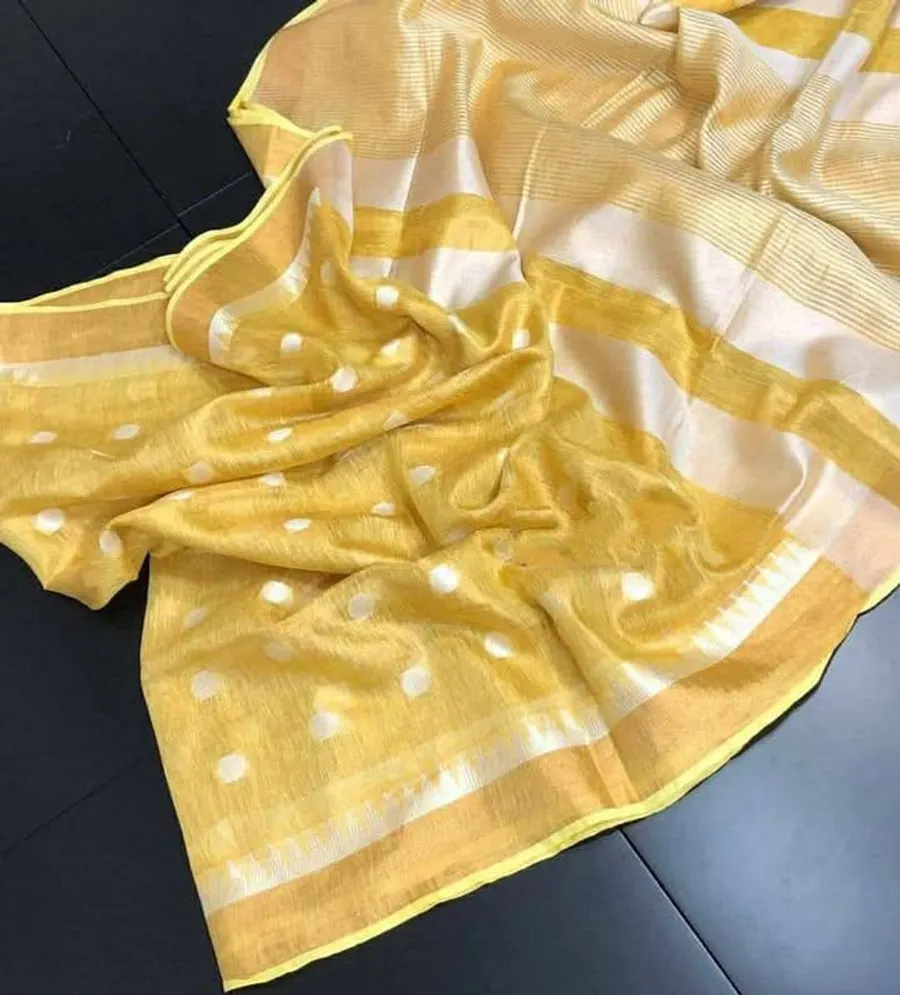 Soft Tissue Linen Saree with Dovi Buta Design