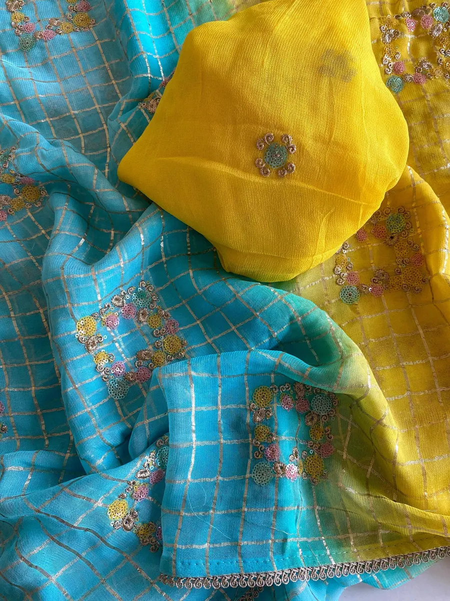 Pure Viscose Chiffon Sarees With Zari Chex Weaving